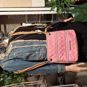 Lily Bloom pink quilted sling crossbody bag 9.5x8